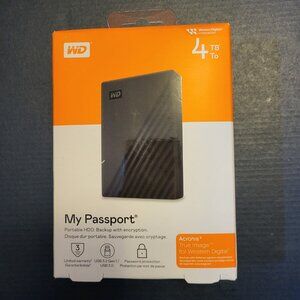 WD 4TB My Passport, Portable External Hard Drive, Black NIB